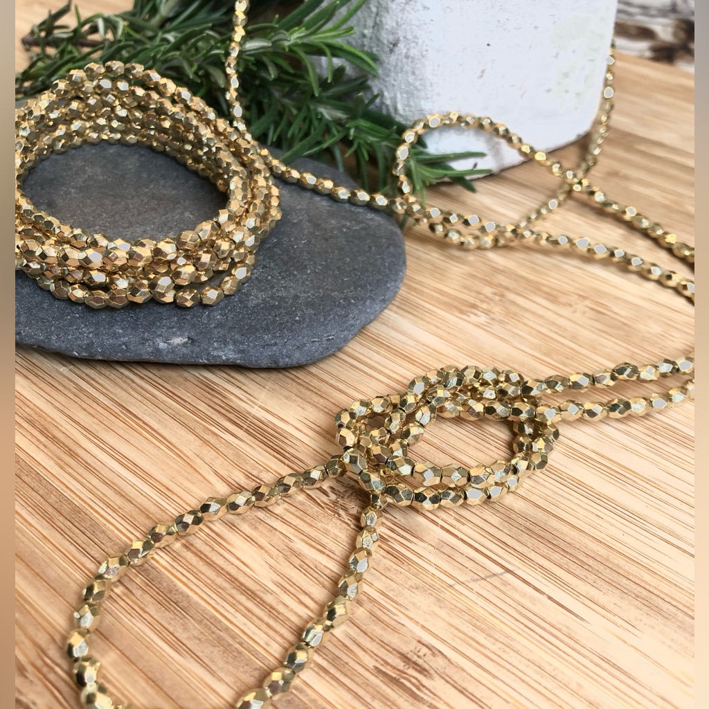 Gold Beaded Wrap Bracelets Set Of 2